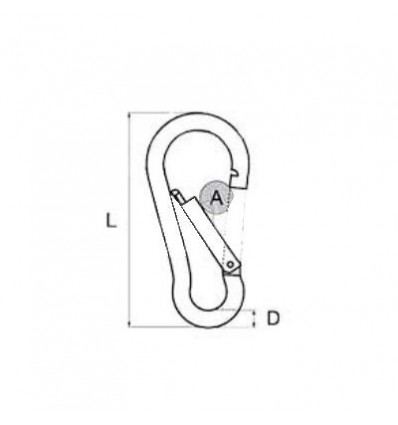 Moschettone standard 5 mm acciaio inox AISI 316 Moschettone standard 5 mm acciaio inox AISI 316