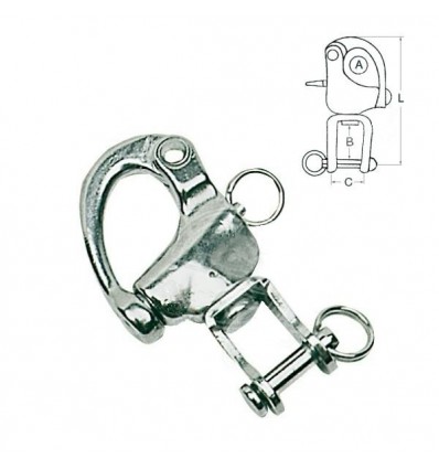 Moschettone 70 mm acciaio inox con grillo per spinnaker e drizze Moschettone 70 mm acciaio inox con grillo per spinnaker e drizze