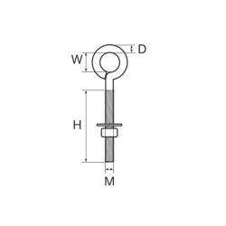 Golfare inox M 6 x 40 mm con occhio tornito Golfare inox M 6 x 40 mm con occhio tornito