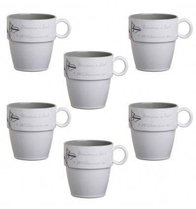 Set piatti fondi Marine Business serie Welcome On Board 6 pezzi