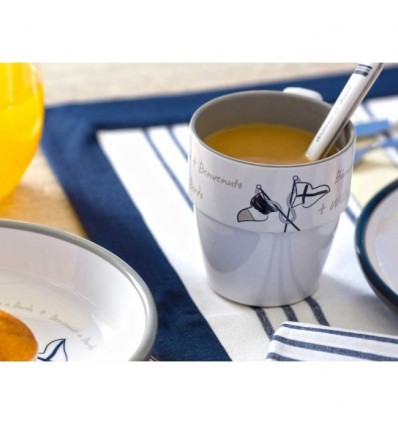 Set piatti fondi Marine Business serie Welcome On Board 6 pezzi