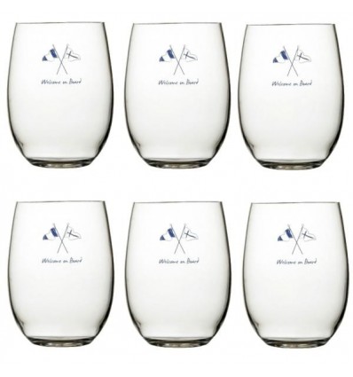 Set bicchieri bevanda Marine Business serie Welcome On Board 6 pezzi