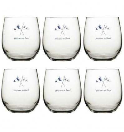 Set bicchieri bevanda Marine Business serie Welcome On Board 6 pezzi