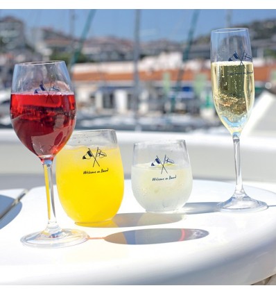 Set bicchieri bevanda Marine Business serie Welcome On Board 6 pezzi