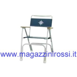 Sedia pieghevole in alluminio, legno e tessuto blu