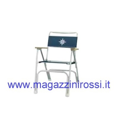 Sedia pieghevole in alluminio, legno e tessuto blu Sedia pieghevole in alluminio, legno e tessuto blu