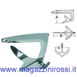 Ancora Trefoil acciaio inox lucidato 7,5 kg