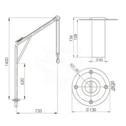 Gruetta in acciaio inox solleva tender o fuoribordo