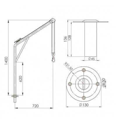Gruetta in acciaio inox solleva tender o fuoribordo
