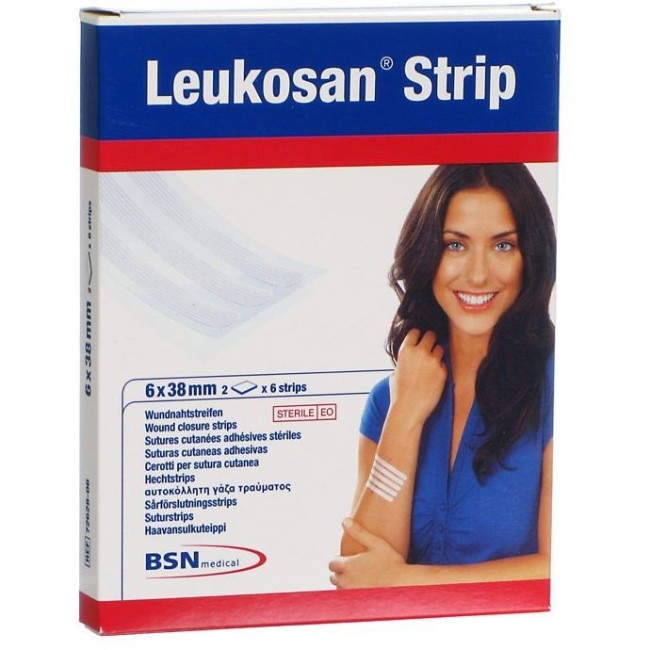 CEROTTO PER SUTURA LEUKOSAN STRIP 6X38MM 2 BUSTE X 6 CEROTTI CEROTTO PER SUTURA LEUKOSAN STRIP 6X38MM 2 BUSTE X 6 CEROTTI