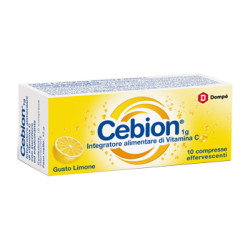 Confezione da 10 compresse effervescenti di cebion limone integratore di vitamina C
