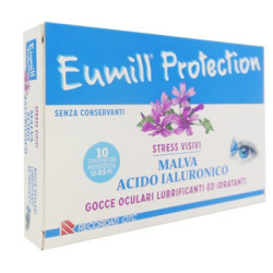 Confezione da 10 flaconcini di Eumill protection collirio per alleviare gli stress visivi