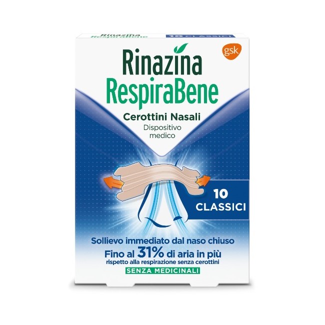 RINAZINA RESPIRABENE CEROTTI NASALI CLASSICI CARTON 10 PEZZI RINAZINA RESPIRABENE CEROTTI NASALI CLASSICI CARTON 10 PEZZI
