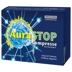 Confezione da 20 compresse di Aurastop integratore che favorisce il benessere mentale