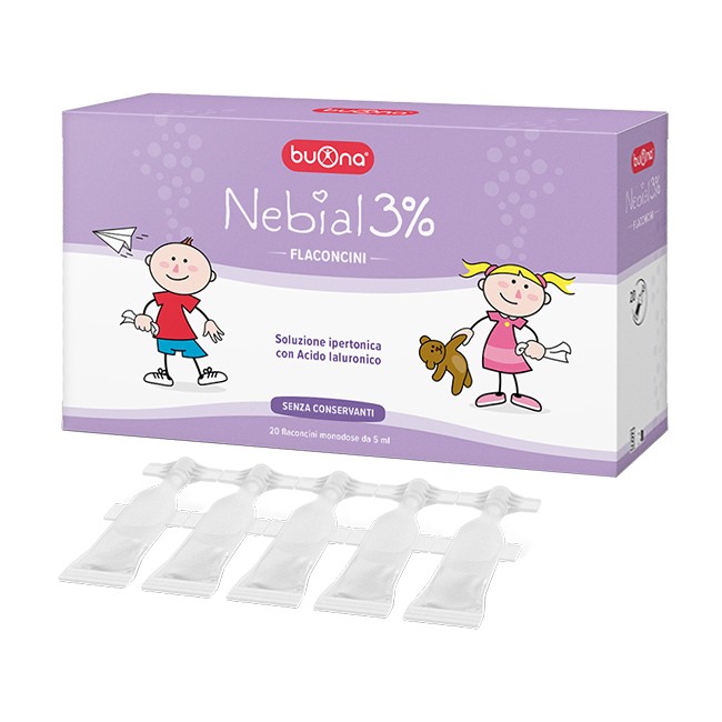 NEBIAL FLACONCINI SOLUZIONE SALINA IPERTONICA DI SODIO CLORURO AL 3% CON ACIDO IALURONICO 20X5 ML NEBIAL FLACONCINI SOLUZIONE SALINA IPERTONICA DI SODIO CLORURO AL 3% CON ACIDO IALURONICO 20X5 ML
