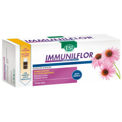 Confezione da 12 flaconcini di Esi Immunilflor Mini Drink integratore per le difese immunitarie.