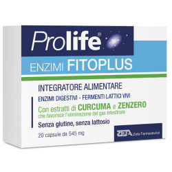 Confezione da 20 capsule di Prolife Enzimi Fitoplus integratore di fermenti lattici ed enzimi digestivi