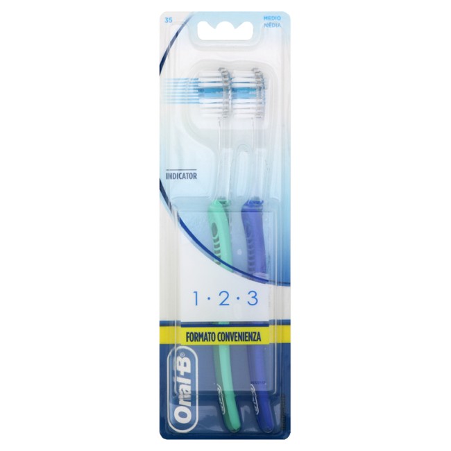 ORALB 123 INDICATOR SPAZZOLINO MANUALE SETOLE 35 MEDIE 2 PEZZI ORALB 123 INDICATOR SPAZZOLINO MANUALE SETOLE 35 MEDIE 2 PEZZI