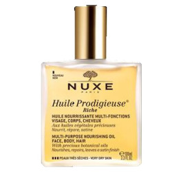 Confezione da 100 Ml di Nuxe Huile Prodigieuse olio secco ricco per pelle secca.