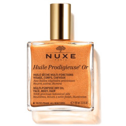 Flacone da 100 Ml di Nuxe Huile Prodigieuse Or olio secco multifunzione oro.