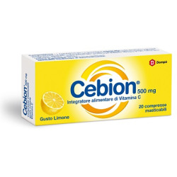 Confezione da 20 compresse masticabili di cebion limone integratore di vitamina C.