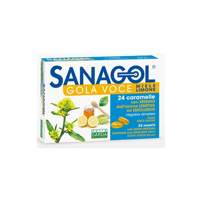 SANAGOL GOLA VOCE MIELE LIMONE 24 CARAMELLE SANAGOL GOLA VOCE MIELE LIMONE 24 CARAMELLE