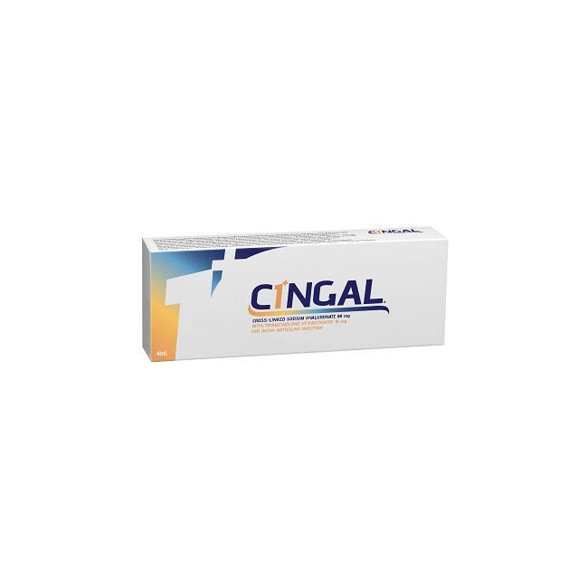 SIRINGA PRERIEMPITA INTRA ARTICOLARE CINGAL 4 ML 22MG/ML ACIDO RETICOLATO CON 4,5 MG/ML TRIAMCINOLONE ESACETONIDE SIRINGA PRERIEMPITA INTRA ARTICOLARE CINGAL 4 ML 22MG/ML ACIDO RETICOLATO CON 4,5 MG/ML TRIAMCINOLONE ESACETONIDE