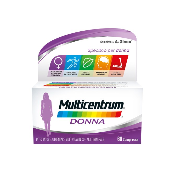 Confezione da 60 compresse di Multicentrum Donna multivitaminico multiminerale Confezione da 60 compresse di Multicentrum Donna multivitaminico multiminerale