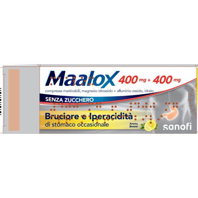 Maalox 400 mg + 400 mg 30 Compresse Masticabili Senza Zucchero Maalox 400 mg + 400 mg 30 Compresse Masticabili Senza Zucchero