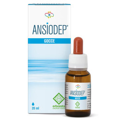 Flacone con contagocce da 20 ml di Ansiodep, integratore utile per contrastare l'ansia e favorire il sonno.