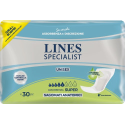 PANNOLONE LINES SPECIALIST CLASSIC SAGOMATO SOTTILE SUPER 30 PEZZI