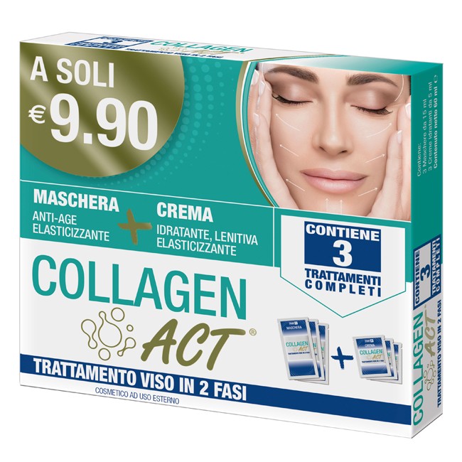 COLLAGEN ACT TRATTAMENTO VISO 2 FASI MASCHERA ANTI AGE ELASTICIZZANTE + CREMA IDRATANTE LENITIVA ELASTICIZZANTE COLLAGEN ACT TRATTAMENTO VISO 2 FASI MASCHERA ANTI AGE ELASTICIZZANTE + CREMA IDRATANTE LENITIVA ELASTICIZZANTE