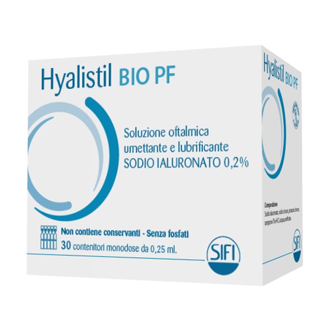 HYALISTIL BIO PF SOLUZIONE OFTALMICA PHOSPHATE FREE MONODOSE A BASE DI ACIDO IALURONICO 0,2% 30 FLACONCINI 0,25 ML HYALISTIL BIO PF SOLUZIONE OFTALMICA PHOSPHATE FREE MONODOSE A BASE DI ACIDO IALURONICO 0,2% 30 FLACONCINI 0,25 ML