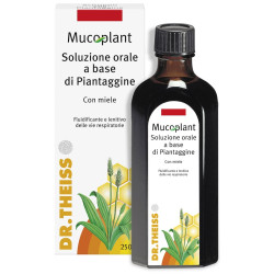 Flacone da 250 Ml di Dr. Theiss Mucoplant sciroppo di piantaggine per tosse e catarro.