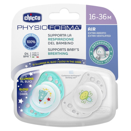 CHICCO SUCCHIETTO AIR LUMI IN SILICONE 16-36 MESI 2 PEZZI CHICCO SUCCHIETTO AIR LUMI IN SILICONE 16-36 MESI 2 PEZZI