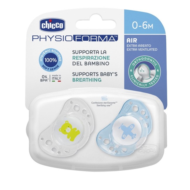 CHICCO SUCCHICCO AIR BOY SILICONE 0-6 MESI 2 PEZZI CHICCO SUCCHICCO AIR BOY SILICONE 0-6 MESI 2 PEZZI