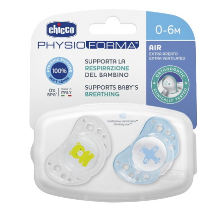 CHICCO SUCCHICCO AIR BOY SILICONE 0-6 MESI 2 PEZZI CHICCO SUCCHICCO AIR BOY SILICONE 0-6 MESI 2 PEZZI