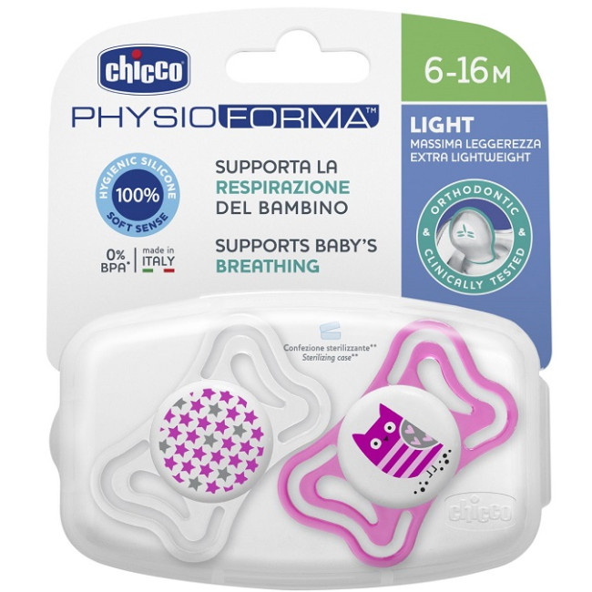 CHICCO SUCCHIETTO LIGHT GIRL SILICONE 6-16 MESI 2 PEZZI CHICCO SUCCHIETTO LIGHT GIRL SILICONE 6-16 MESI 2 PEZZI
