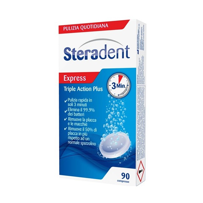 STERADENT TRIPLE ACTION PLUS 90 COMPRESSE PULENTI STERADENT TRIPLE ACTION PLUS 90 COMPRESSE PULENTI