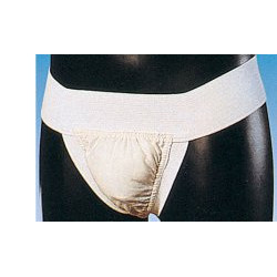 SOSPENSORIO ELASTICIZZATO MISURA 2 CON FASCIA ADDOMINALE ALTA 6CM, REALIZZATO IN COTONE JERSEY ED ELASTICO. BORSA TRIANGOLARE PO