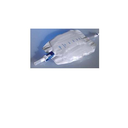 SACCA RACCOGLI URINA DA GAMBA PER INCONTINENZA IN PVC 750 ML RIVESTITA TUBO RACCORDO DIRITTO 10 CM+RUBINETTO SCARICO+VALVOLA ANT