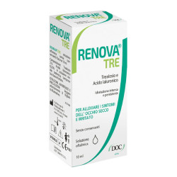 Flacone multidose da 10 Ml di Renova tre collirio idratante intensivo e lubrificante.