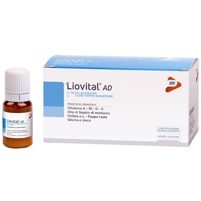 Confezione da 10 flaconi di Liovital Ad integratore ricostituente Confezione da 10 flaconi di Liovital Ad integratore ricostituente