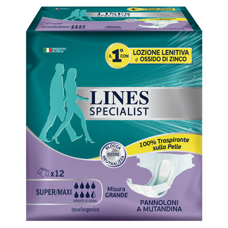 LINES SPECIALIST PANNOLONE A MUTANDA GRANDE 12  PEZZI