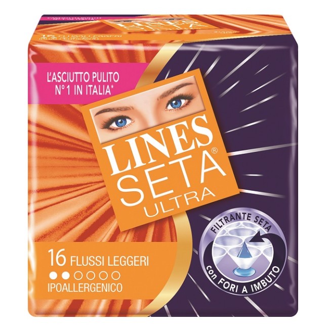 ASSORBENTE LINES SETA ULTRA LEGGERO 16 PEZZI ASSORBENTE LINES SETA ULTRA LEGGERO 16 PEZZI