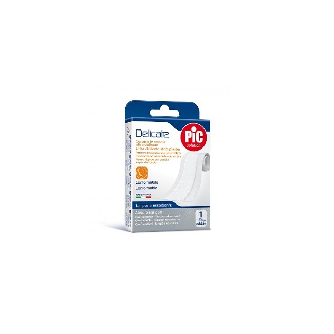 CEROTTO PIC DELICATE STRISCIA BIANCA CON TAMPONE ANTIBATTERICO CM 8X0,5 M CEROTTO PIC DELICATE STRISCIA BIANCA CON TAMPONE ANTIBATTERICO CM 8X0,5 M