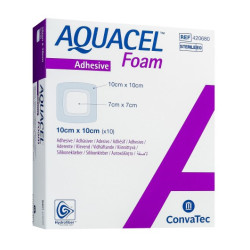 MEDICAZIONE STERILE IN SCHIUMA DI POLIURETANO IDROCELLULARE AQUACEL AG FOAM ADESIVA ASSORBENTE 10X10 CM 10 PEZZI
