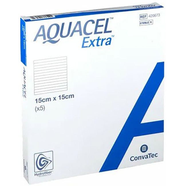 MEDICAZIONE IN HYDROFIBER E IONI ARGENTO INTESSUTA IN LYOCELL AQUACEL AG EXTRA DRS 15X15CM 5 PEZZI MEDICAZIONE IN HYDROFIBER E IONI ARGENTO INTESSUTA IN LYOCELL AQUACEL AG EXTRA DRS 15X15CM 5 PEZZI