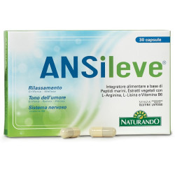 Confezione da 30 capsule di Naturando Ansileve, integratore utile per il benessere mentale.