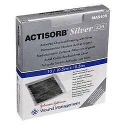 MEDICAZIONE IN CARBONE ATTIVO CON ARGENTO ACTISORB SILVER 10,5X10,5 CM 3 PEZZI